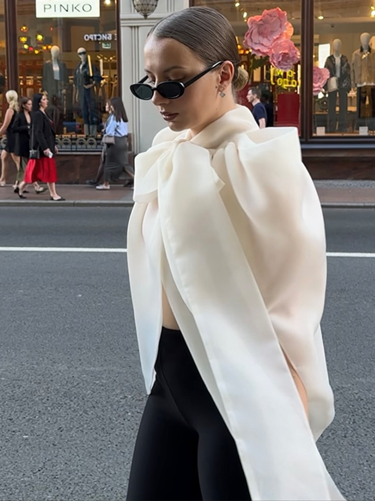 Wrap Blouse Chiffon - Fashion Women Top Sleeveless Bow High