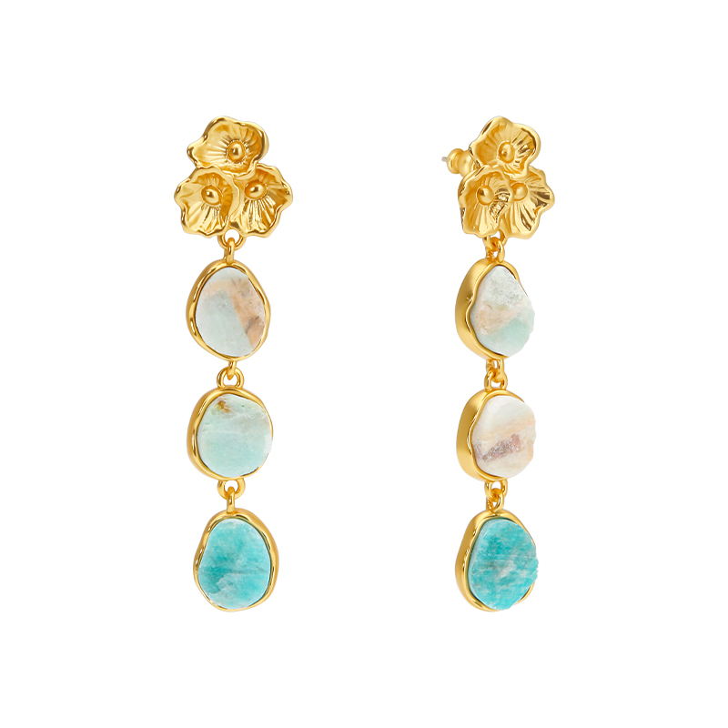 Women'S Fashion Website - IVOG Green Semi-Precious Stone Pendant Earrings
