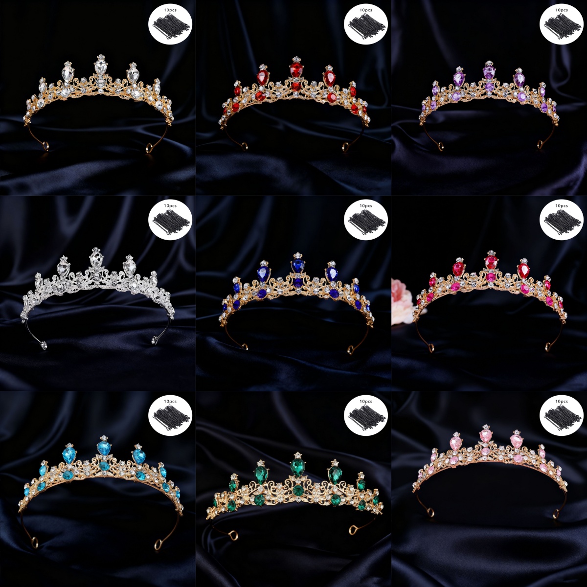 Women Queen Fashion - Bridal Tiara Vintage Scroll Rhinestone Queen