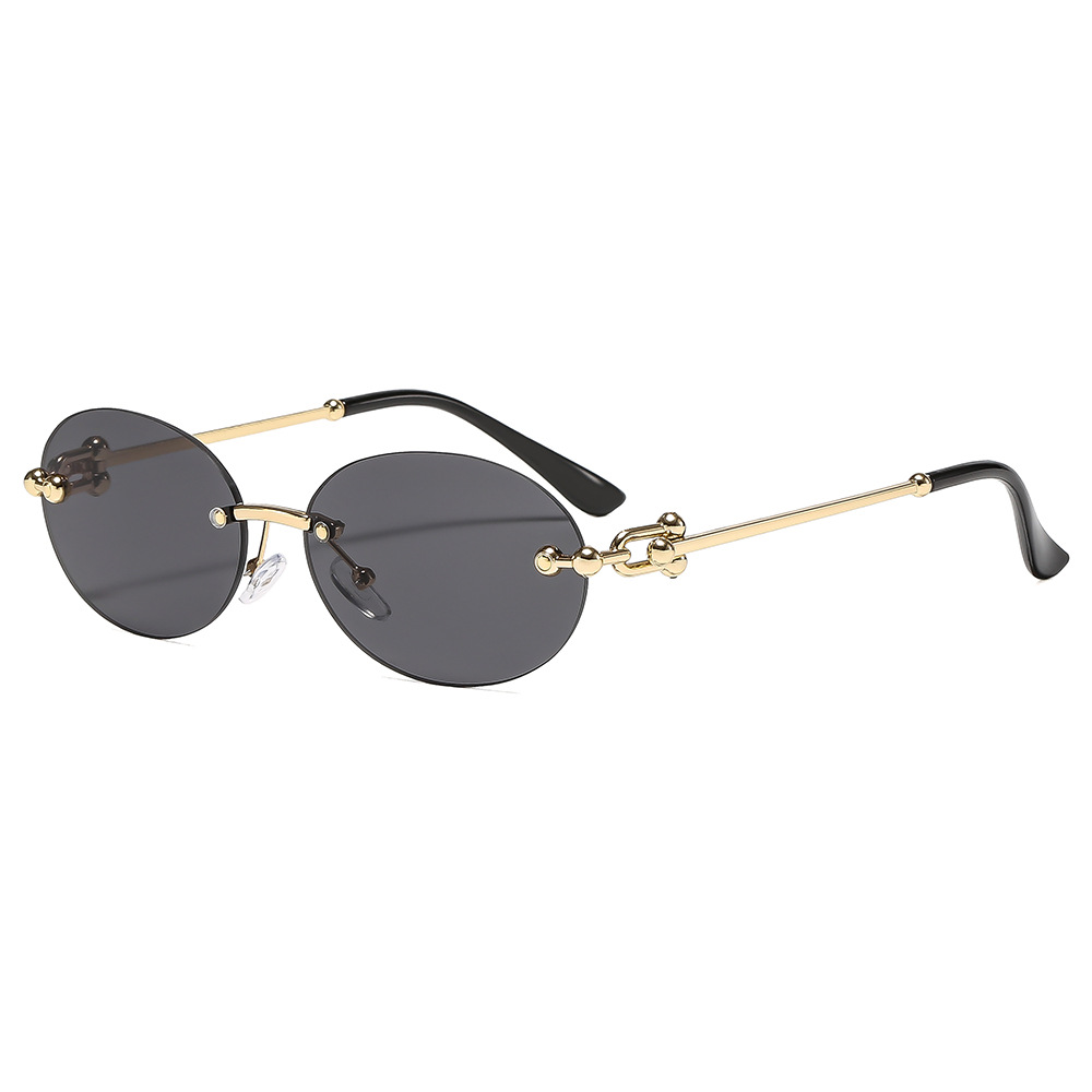 Women Fashion Glasses - New Metal Frameless Oval Woman Sunglasses