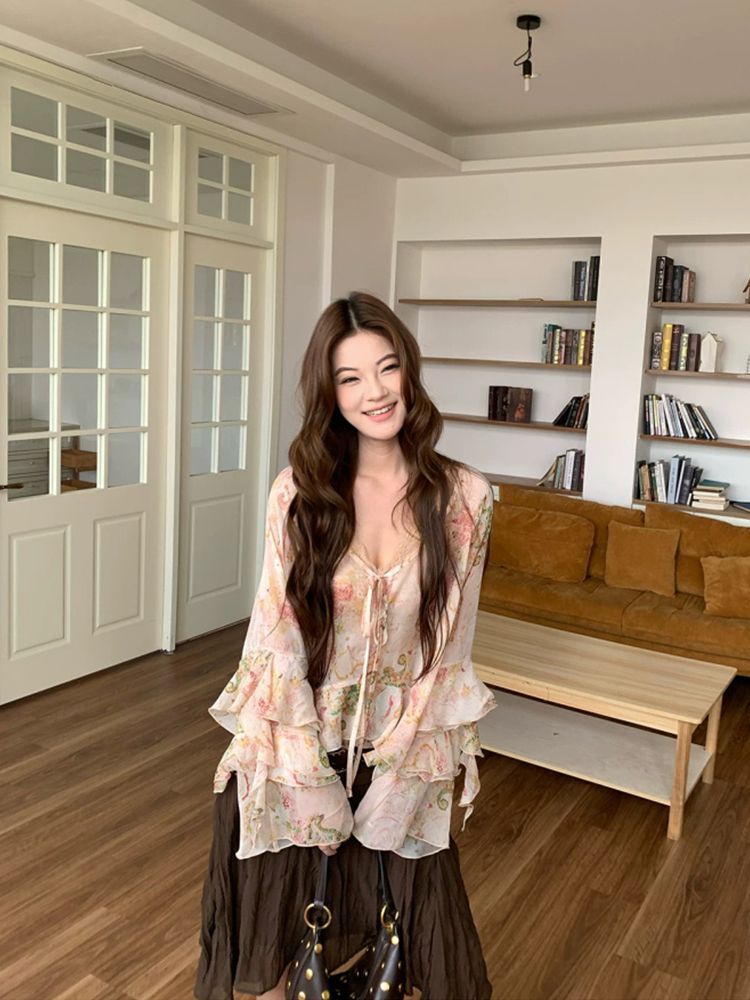 Wrap Blouse Chiffon - 2026 Bohemian Paisley Print Chiffon Blouse