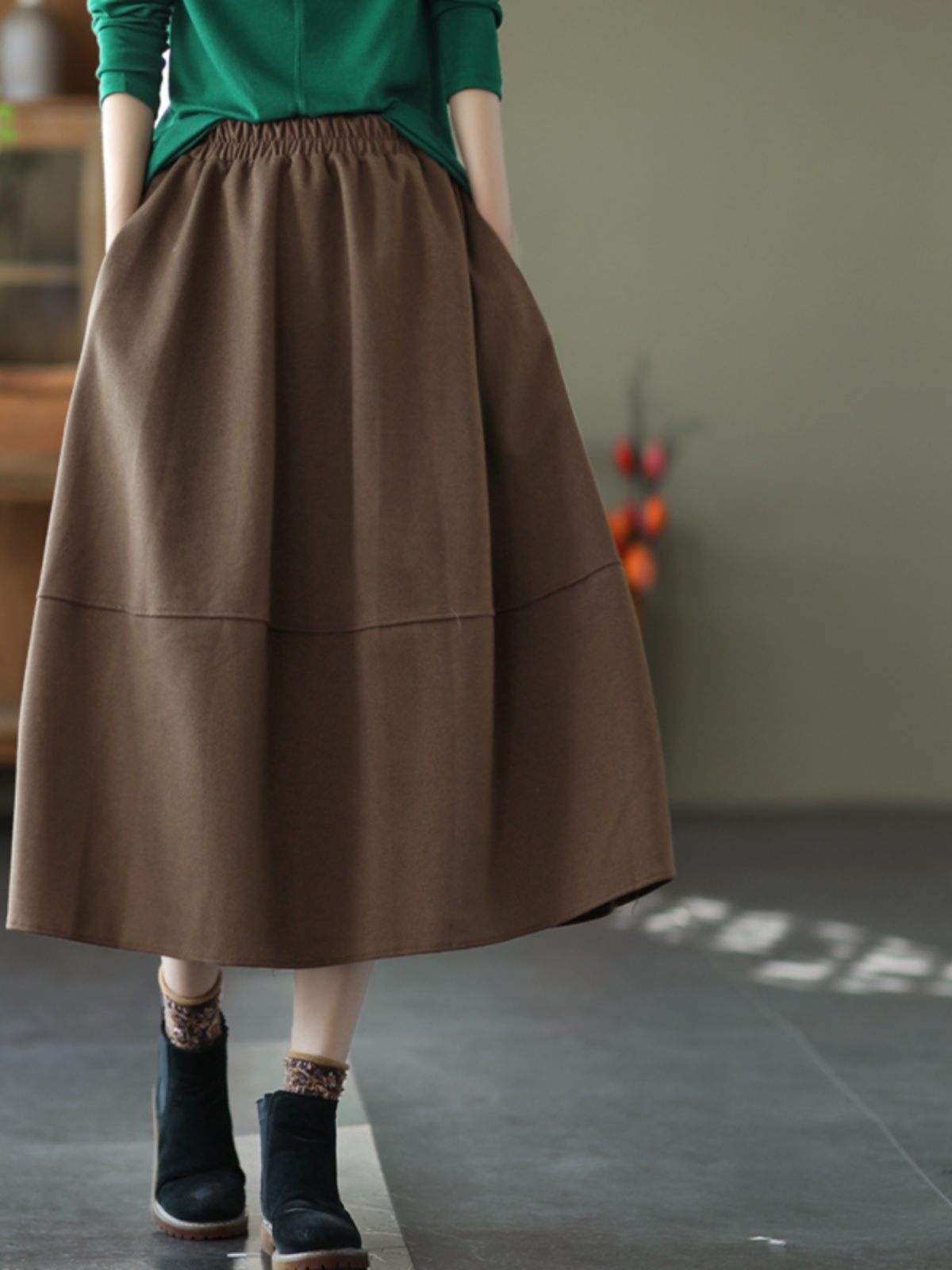 A-Line Skirt Midi - Artistic Midi A-Line Skirt Women's Autumn