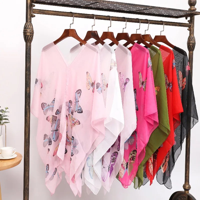 Wrap Blouse Chiffon - Women Sun Protection Shawl for Cycling