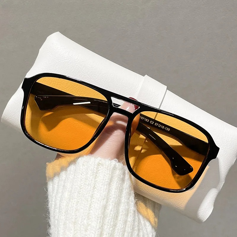 Women Fashion Glasses - Square Double Bridges Sunglasses Women Retro