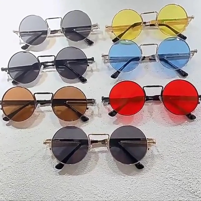 Women Fashion Glasses - Vintage Metal Frame Round Sunglasses Women