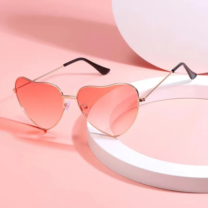 Women Fashion Glasses - Fashion Heart Shaped Metal Sunglasses Vintage