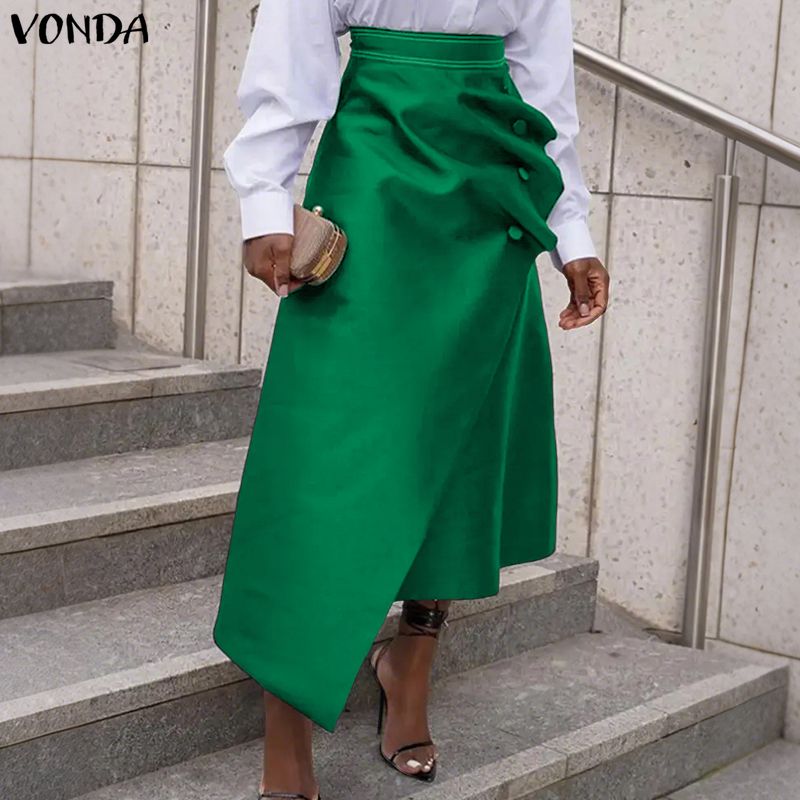 A-Line Skirt Midi - VONDA Plus Size 5XL Elegant Women