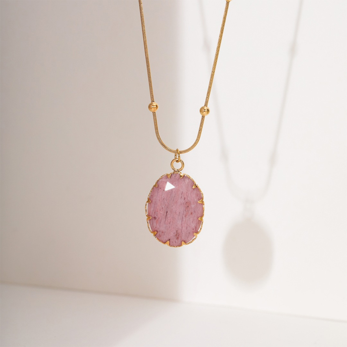 Women'S Fashion Website - NIMAI Official-website Pink Natural Stone Pendant