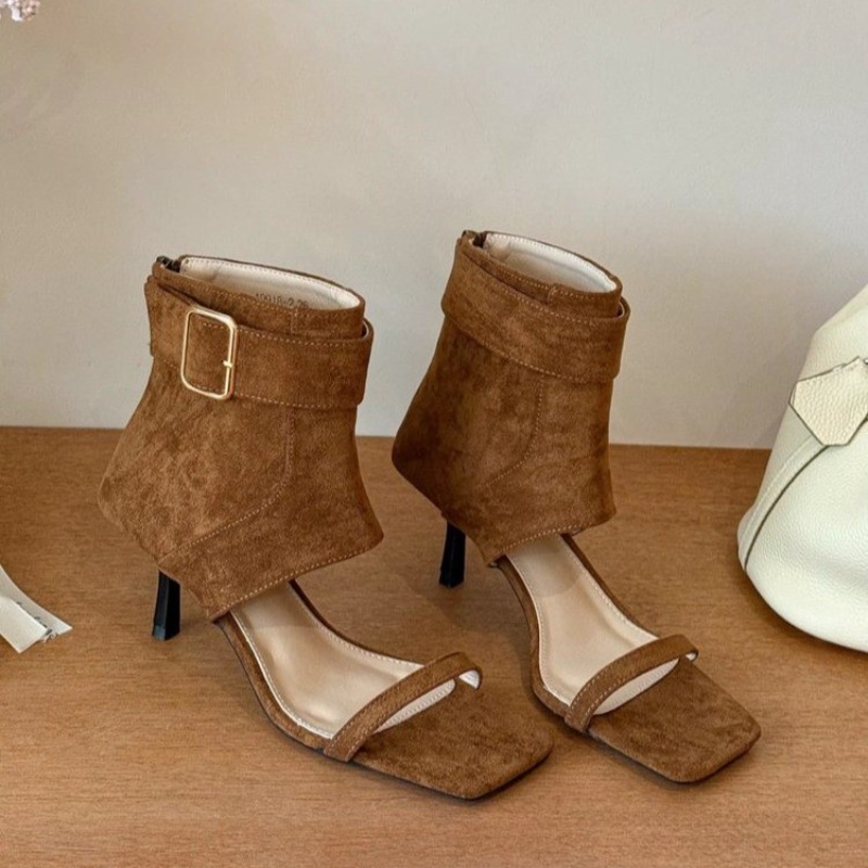 Women'S Fashion Boots - Retro Summer New Square Toe Open
