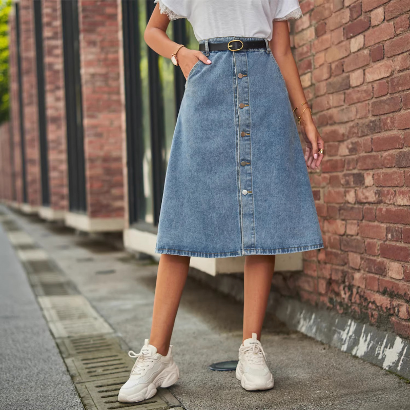 Versatile Slimming Washed Deni - đánh giá và giá A-Line Skirt Midi