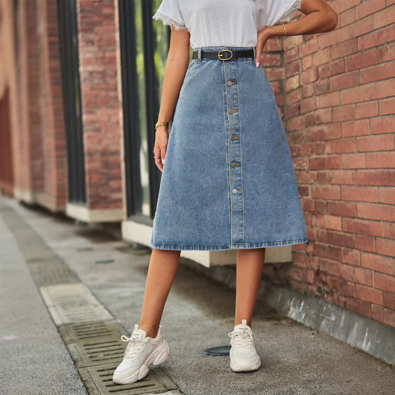 Versatile Slimming Washed Deni - đánh giá và giá A-Line Skirt Midi