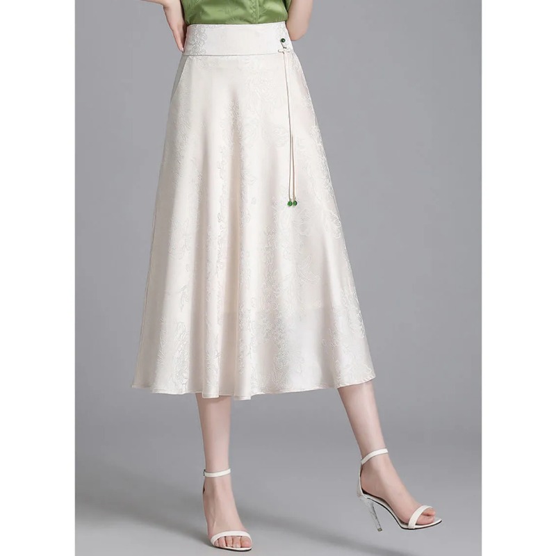 Women's Chinese Style Jacquard - đánh giá và giá A-Line Skirt Midi