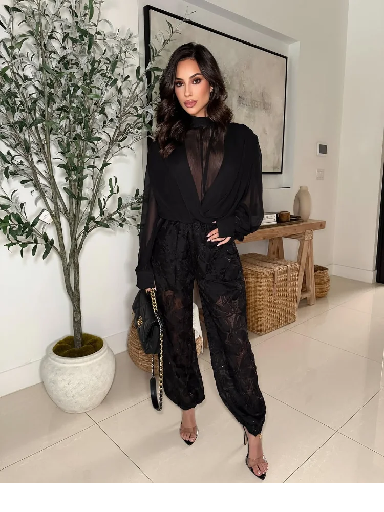 Sexy Black Sheer Chiffon Blous - đánh giá và giá Wrap Blouse Chiffon