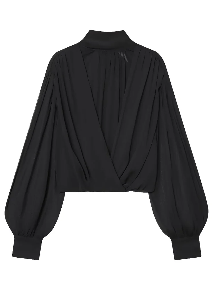 Sexy Black Sheer Chiffon Blous - đánh giá và giá Wrap Blouse Chiffon