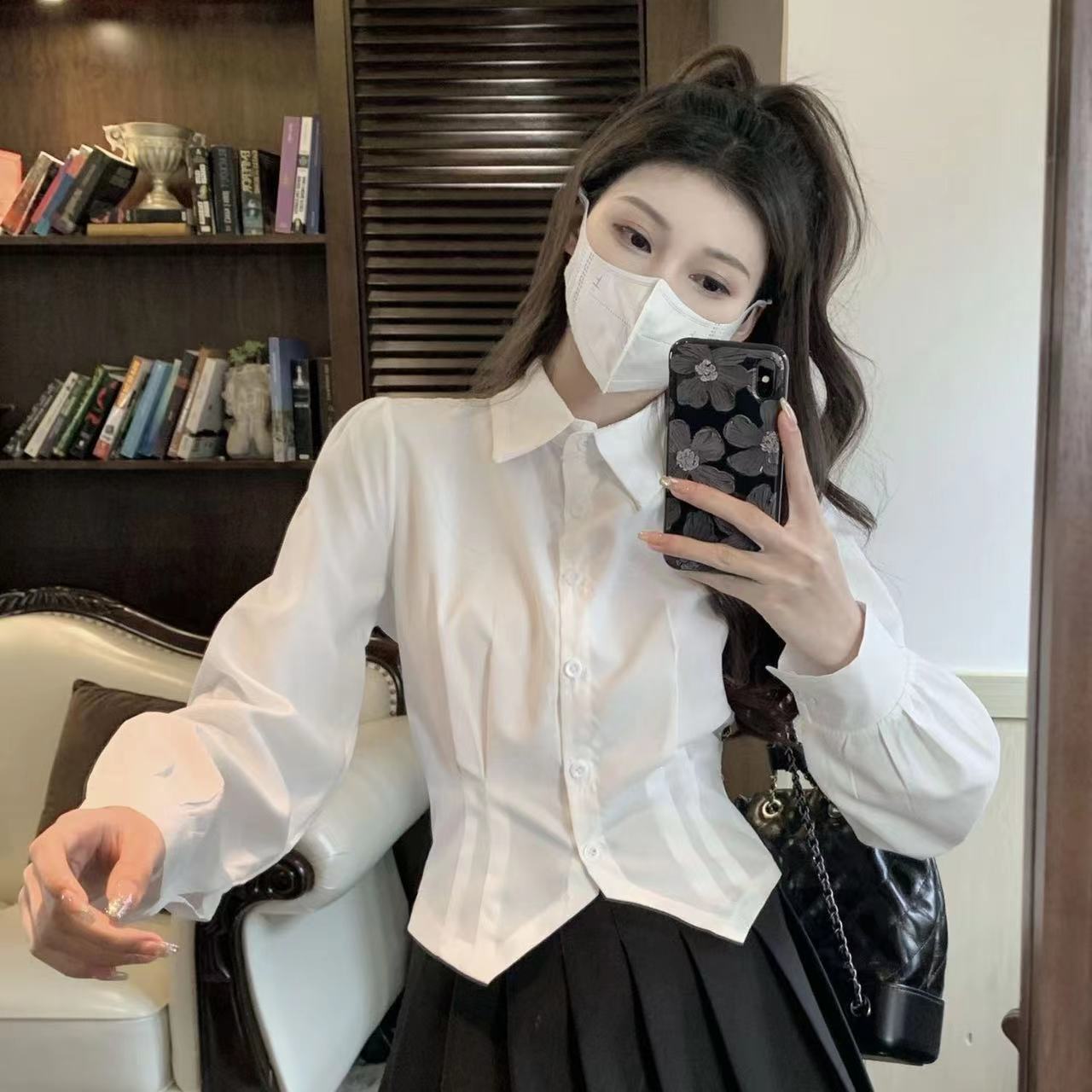 2000s White Long sleeve Vintag - đánh giá và giá Wrap Blouse Chiffon