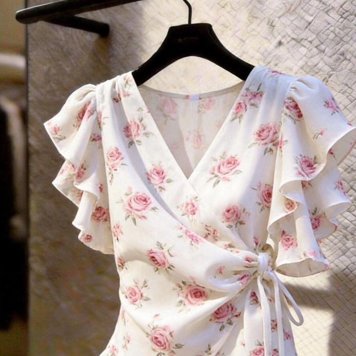 Women V Neck Wrap Chiffon Blou - đánh giá và giá Wrap Blouse Chiffon