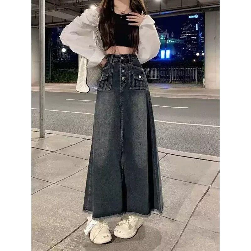 High Waist A-Line Midi Denim S - đánh giá và giá A-Line Skirt Midi