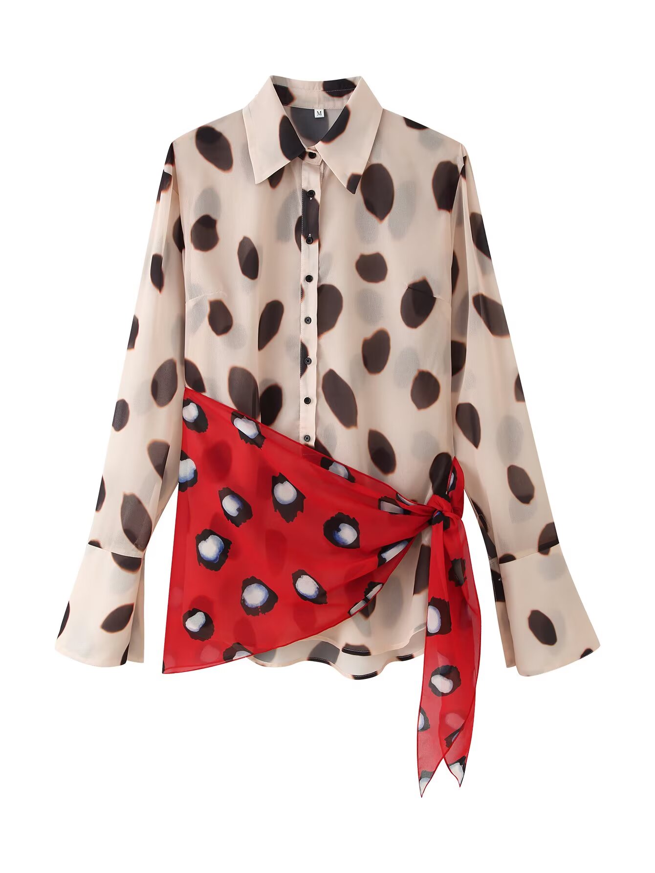 Women Long Sleeve Dot Print Lo - đánh giá và giá Wrap Blouse Chiffon