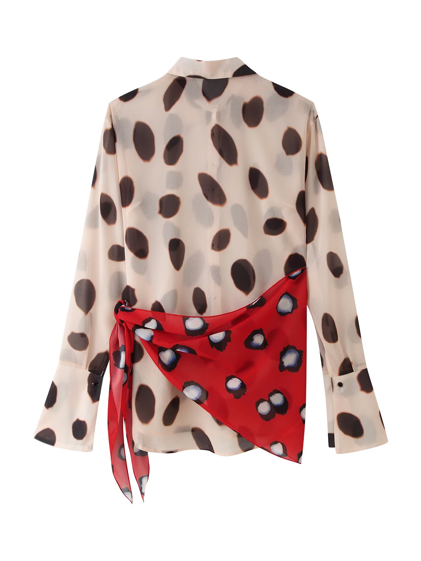 Women Long Sleeve Dot Print Lo - đánh giá và giá Wrap Blouse Chiffon
