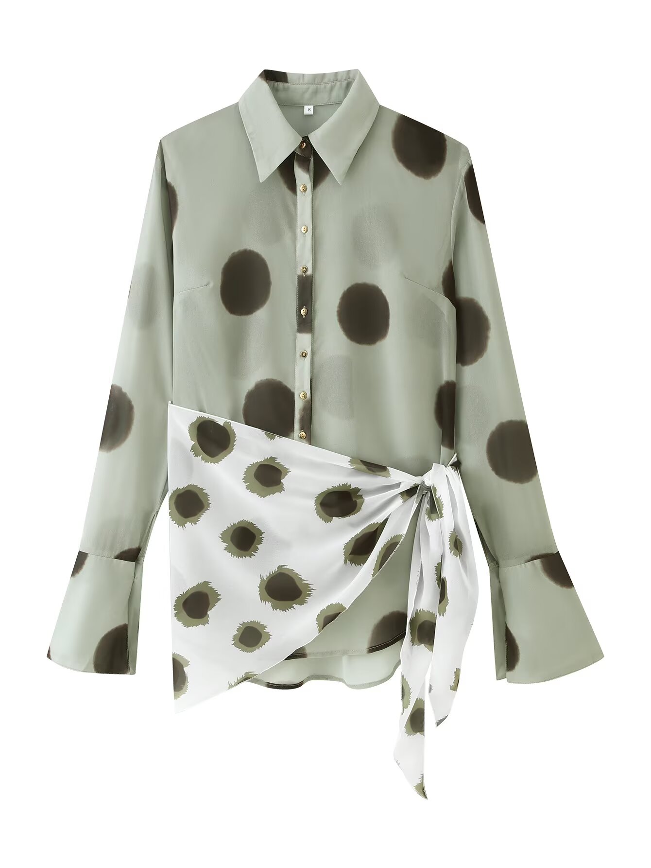 Women Long Sleeve Dot Print Lo - đánh giá và giá Wrap Blouse Chiffon