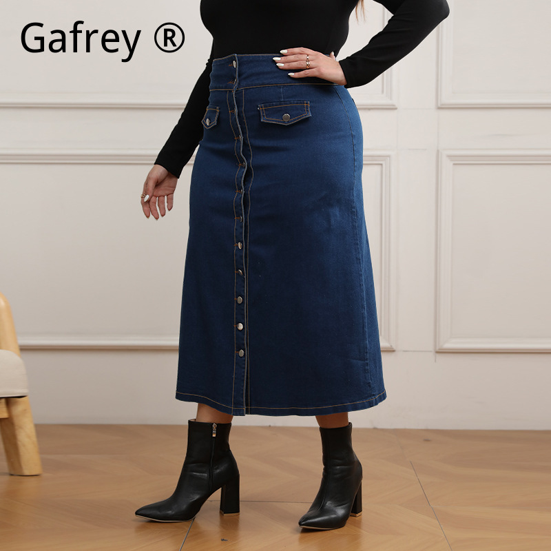 Plus Size High Waist Button Fr - đánh giá và giá A-Line Skirt Midi