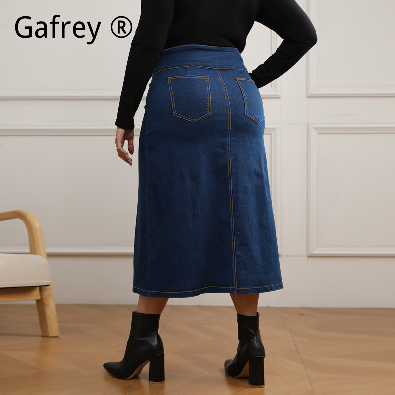 Plus Size High Waist Button Fr - đánh giá và giá A-Line Skirt Midi