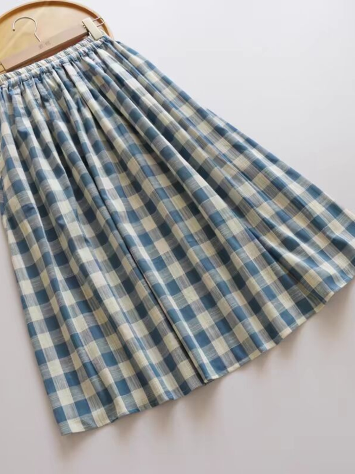 Loose Midi Blue Plaid Bamboo C - đánh giá và giá A-Line Skirt Midi