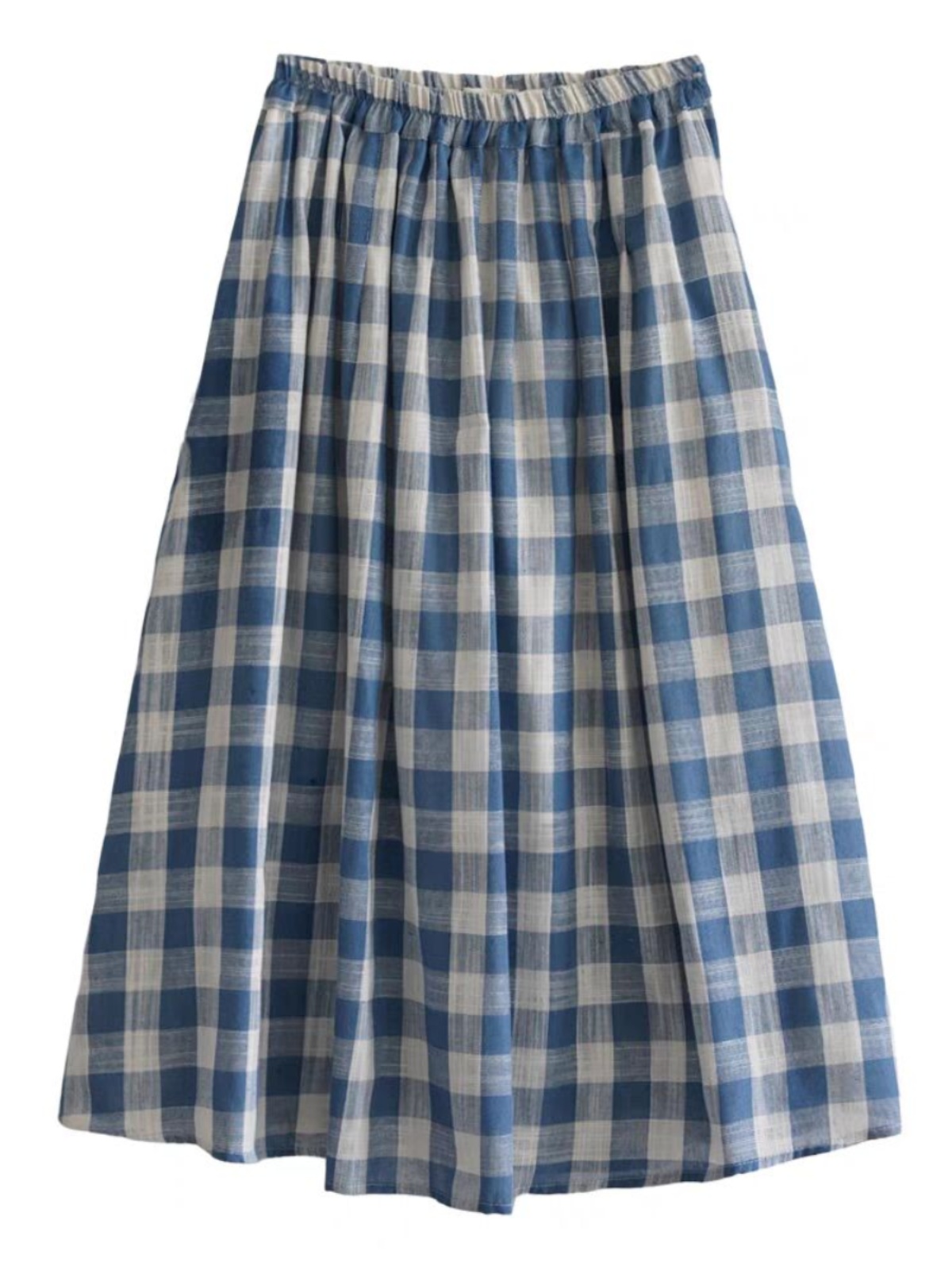 Loose Midi Blue Plaid Bamboo C - đánh giá và giá A-Line Skirt Midi