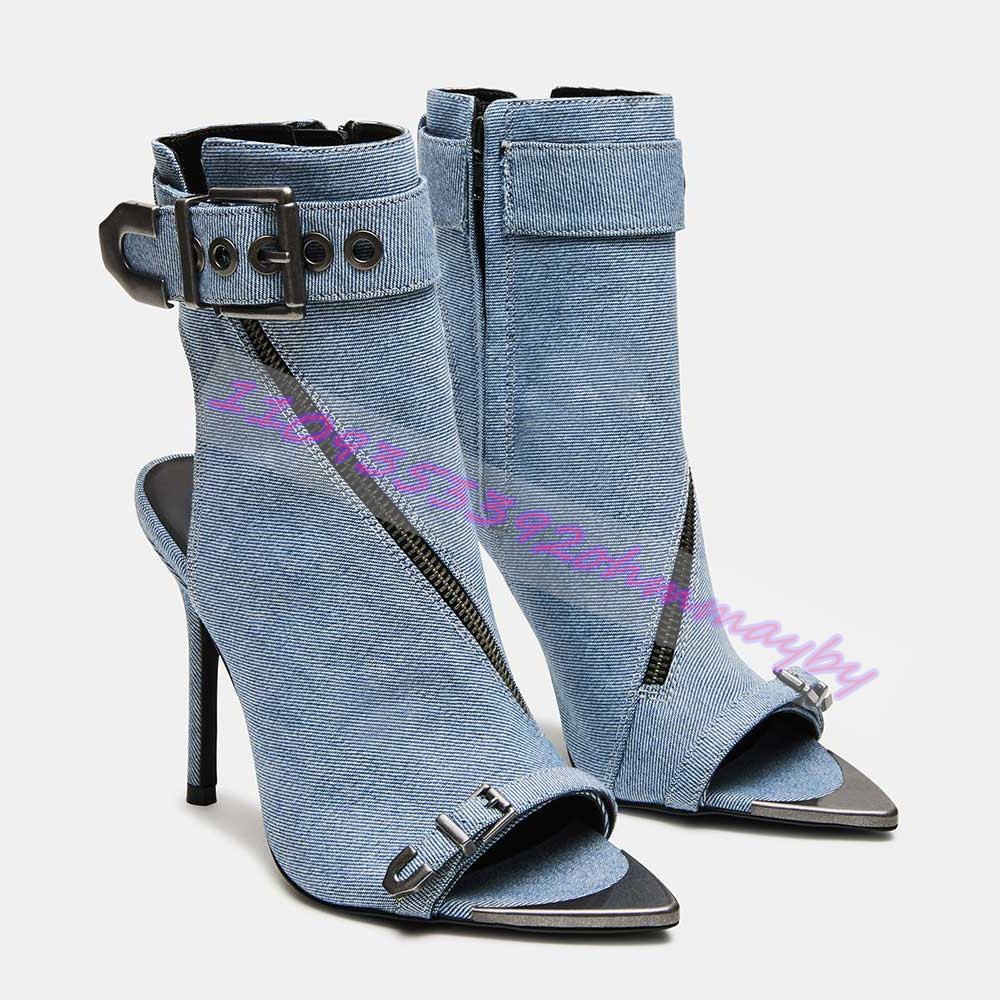 Summer Blue Denim Pointed-Toe  - đánh giá và giá Women'S Fashion Boots