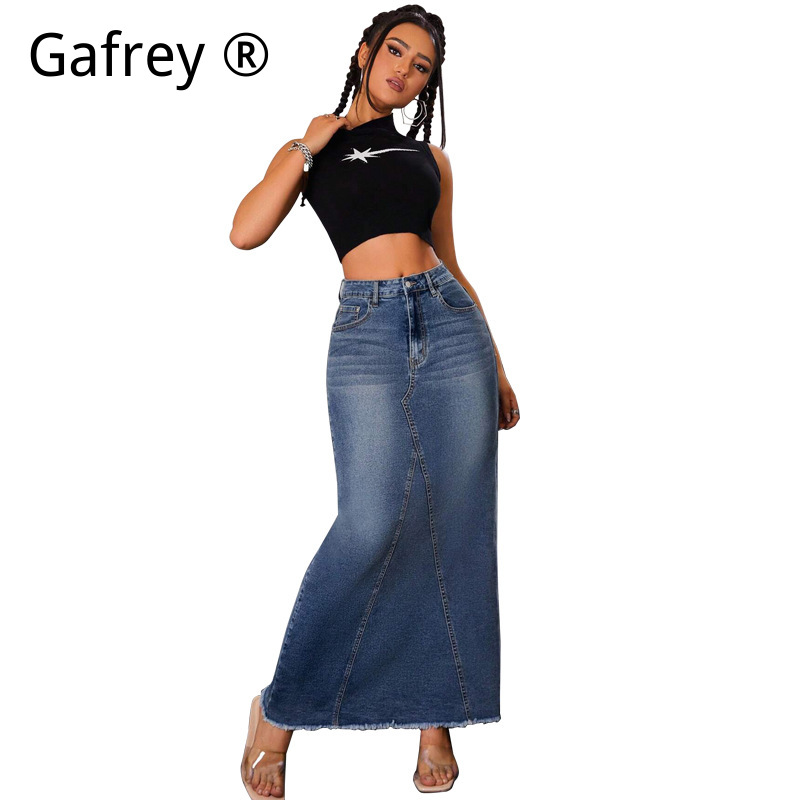 Women Denim Midi Skirt High Wa - đánh giá và giá A-Line Skirt Midi