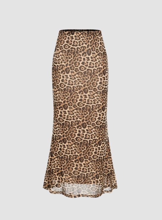 Leopard Print Maxi Skirt High  - đánh giá và giá A-Line Skirt Midi