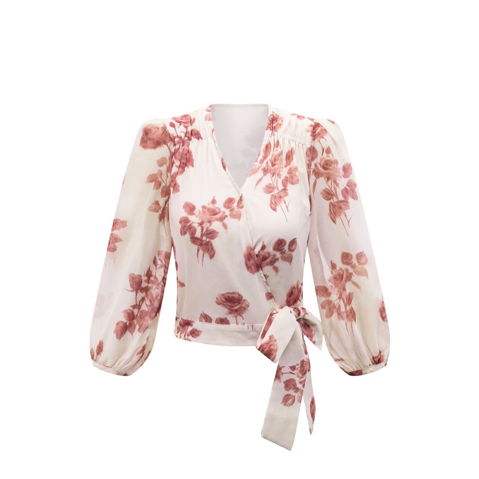 Women V-neck Wrap Bandage Blou - đánh giá và giá Wrap Blouse Chiffon