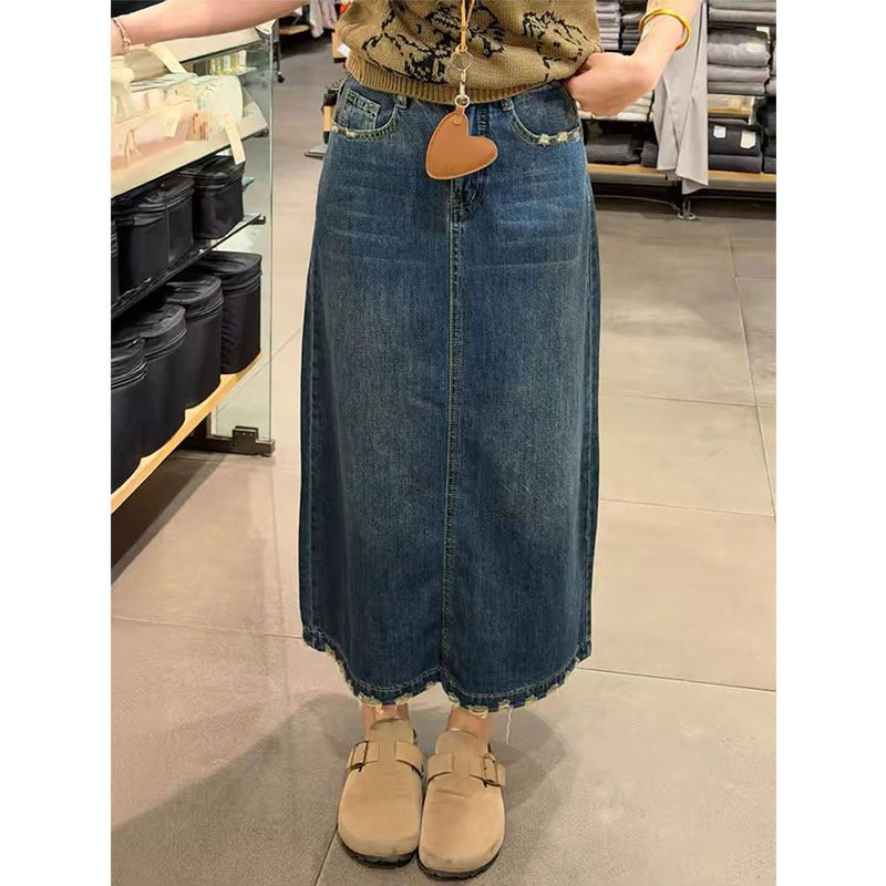 Ruffle Hem Embroidered Word De - đánh giá và giá A-Line Skirt Midi