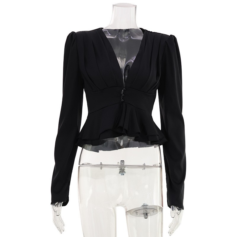 Women Blouse V Neck Long Sleev - đánh giá và giá Wrap Blouse Chiffon