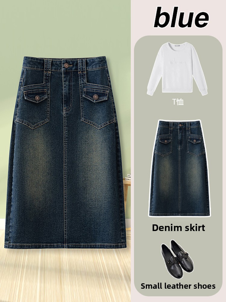 Retro Denim A-Line Midi Skirt  - đánh giá và giá A-Line Skirt Midi