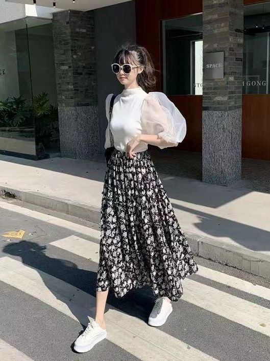 Floral Print A-Line Midi Skirt - đánh giá và giá A-Line Skirt Midi
