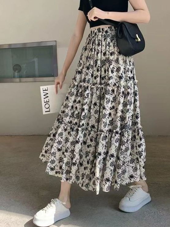 Floral Print A-Line Midi Skirt - đánh giá và giá A-Line Skirt Midi