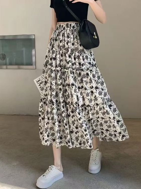 Floral Print A-Line Midi Skirt - đánh giá và giá A-Line Skirt Midi